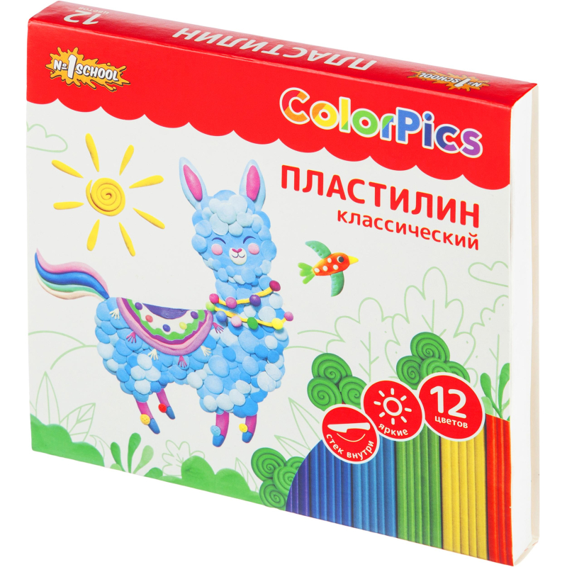 Пластилин №1 School ColorPics набор 12цв 240г, со стеком 1682179
