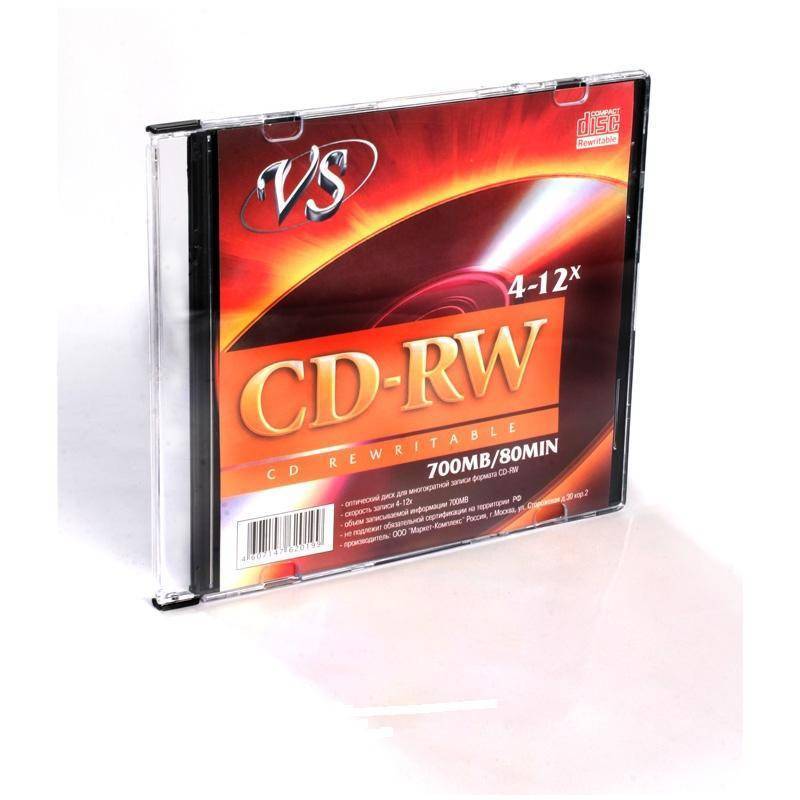Диск CD-RW VS 0,7 GB 12x (5 штук в уп) VSCDRWSL501 166392