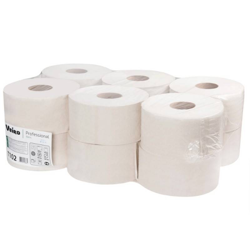 Бумага туалетная в рулонах Veiro Professional Q2 Basic 1-слойная 12 рулонов по 200 метров (T102) 420942