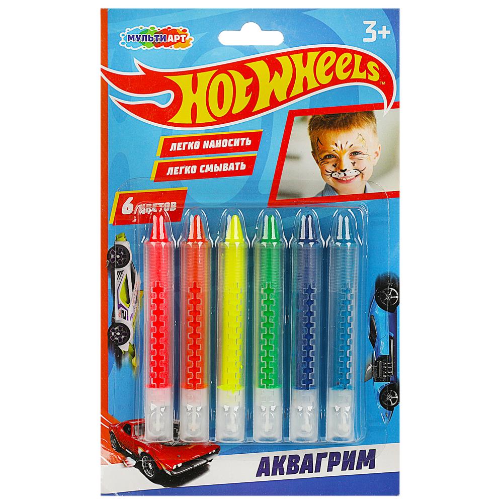 Аквагрим, карандаши, 6 цветов Хот Вилс MultiArt FACEPAINT-HW4