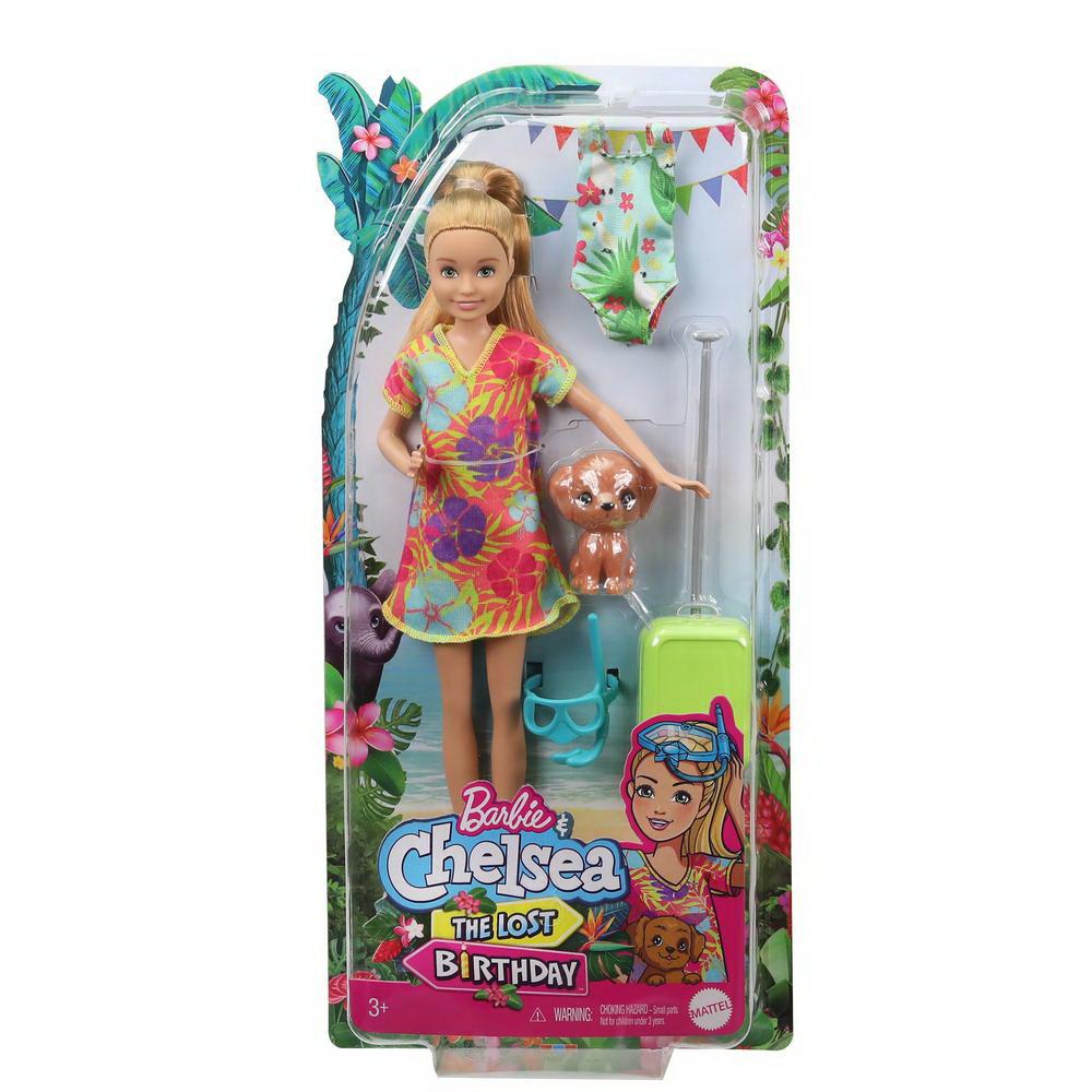 Игровой набор Mattel Barbie Стейси рыжеволосая в платье с питомцем и аксессуарами GRT89