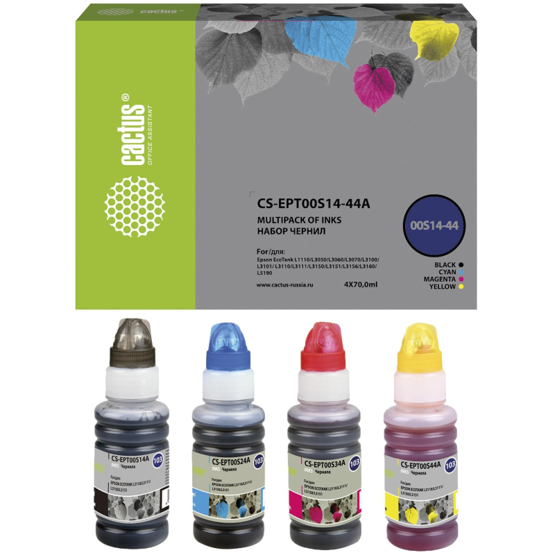 Чернила Cactus CS-EPT00S14-44A 103 набор 4x70 мл для Epson L1110/L3100 1899685