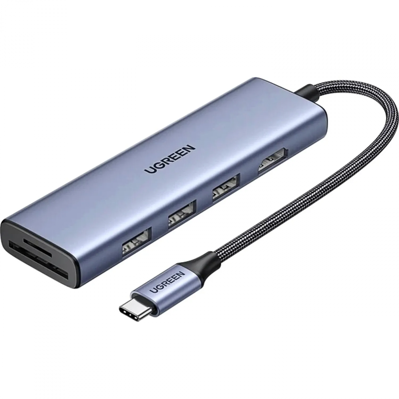 Разветвитель USB UGREEN CM511 (15596)USB-C To HDMI 4K@30Hz+3xUSB A+PD серый 2421321 15596_