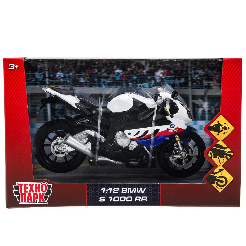 Модель металлическая Бмв s1000rr Мотоцикл, 17 см. вращающийся руль, подвеска Технопарк 68001A
