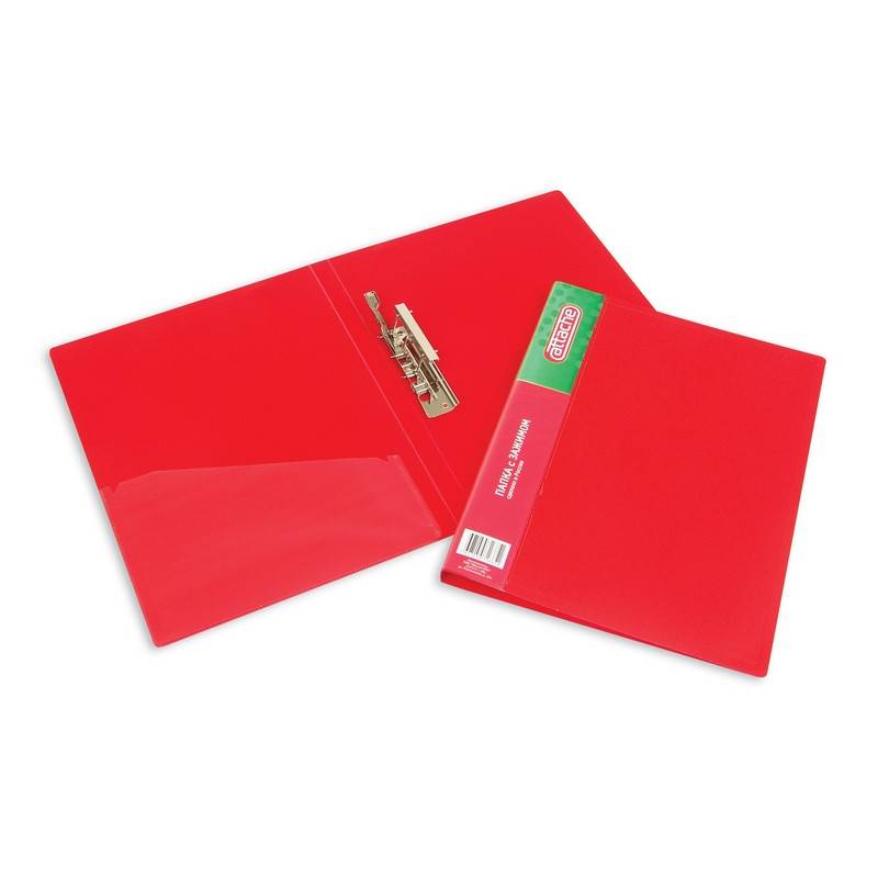 Папка с зажимом Attache А4 0.7 мм красная (до 150 л, с карманом для CD и визиток) 33179