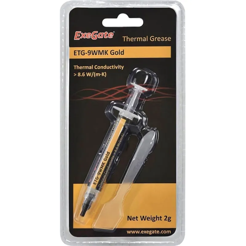 Термопаста ExeGate ETG-9WMK Gold 2г, шприц с лопаткой (EX282342RUS) 1406355
