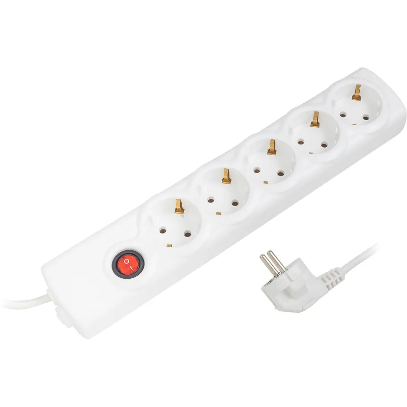 Сетевой фильтр BigTech BT510-5-W(5р/5м/10А/2,2кВт/3х0,75 мм2/белый) 2105962