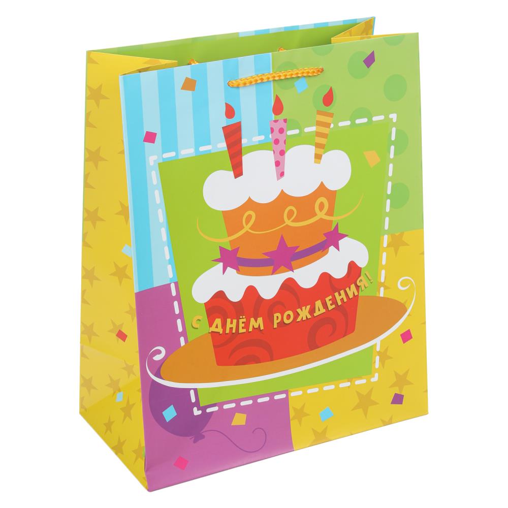 Пакет подарочный матовый L "День рождения", 140 гр/м Чудо праздник PL-104860-HB4 (120)