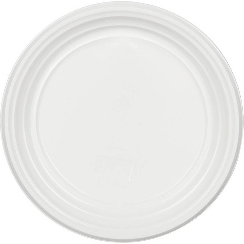 Тарелка одноразовая пластиковая 205 мм белая 100 штук в уп Комус Стандарт 1092162