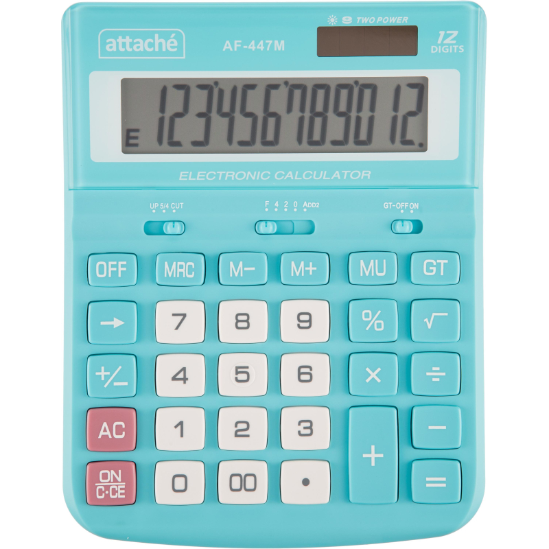 Калькулятор настольный полноразмерный Attache AF-447M,12р,дв.пит,мятн 1779802