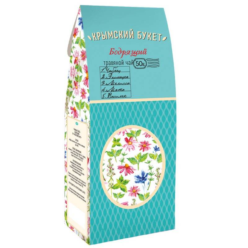 Бодрящий чай. Чайный напиток общеукрепляющий Крымский букет 50г. ТМ Крымский букет травяная смесь 