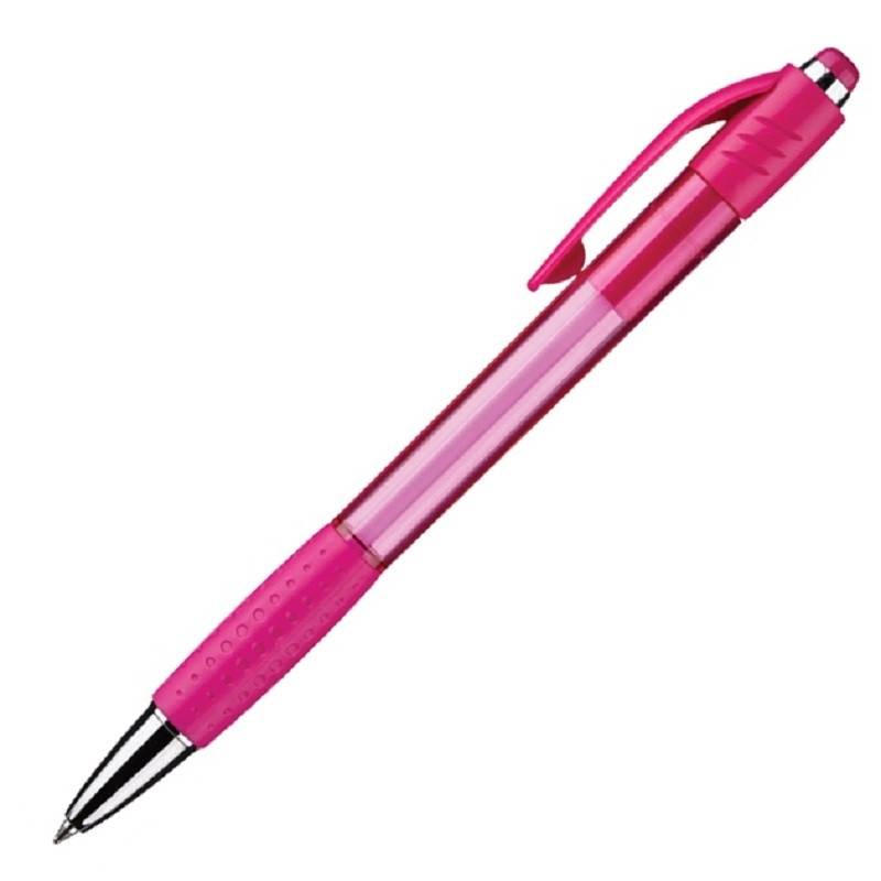 Ручка шариковая автоматическая Attache Happy синяя (розовый корпус, толщина линии 0.5 мм) 389747