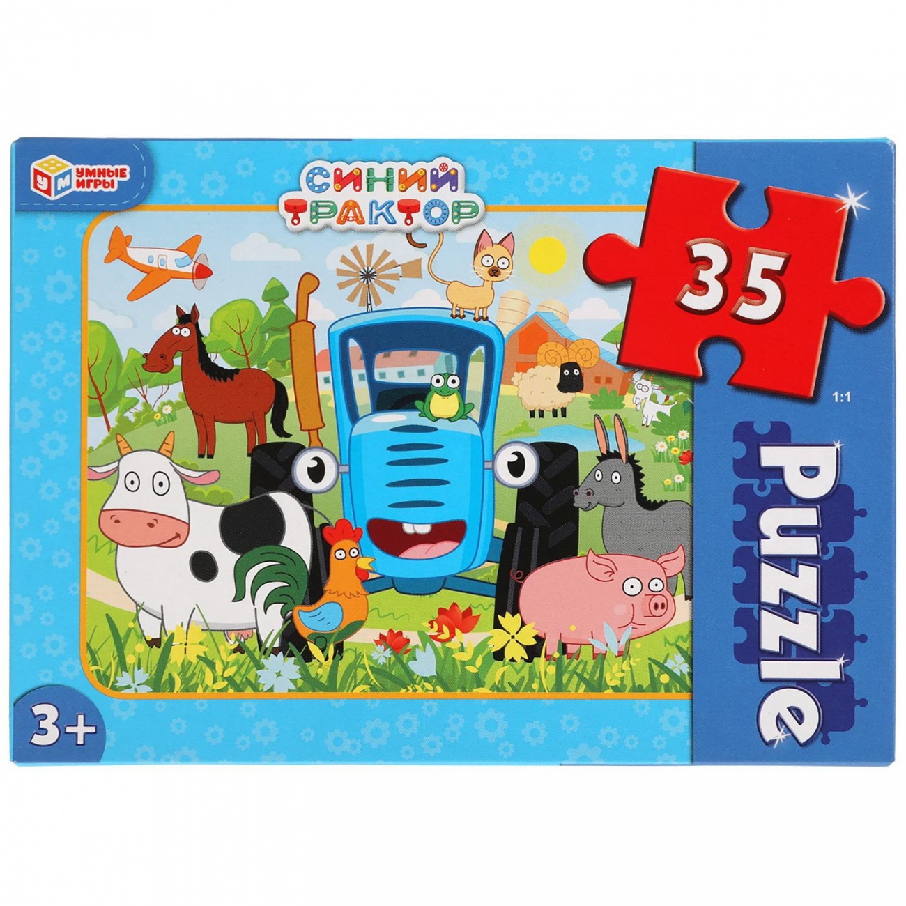 Макси Пазл Синий трактор 35 деталей 4680107915948