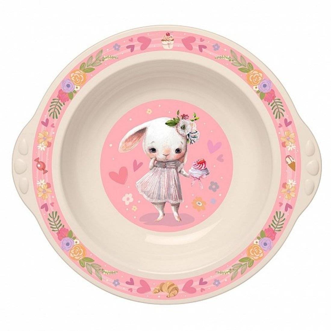 Тарелка детская глубокая с розовым декором Бытпласт 431316107