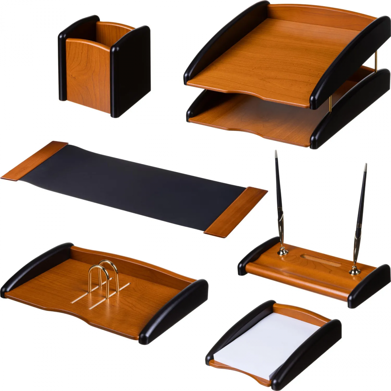 Набор настольный 6M-3A на 6 предметов из МДФ, цвет: коричневый/черный 1979216