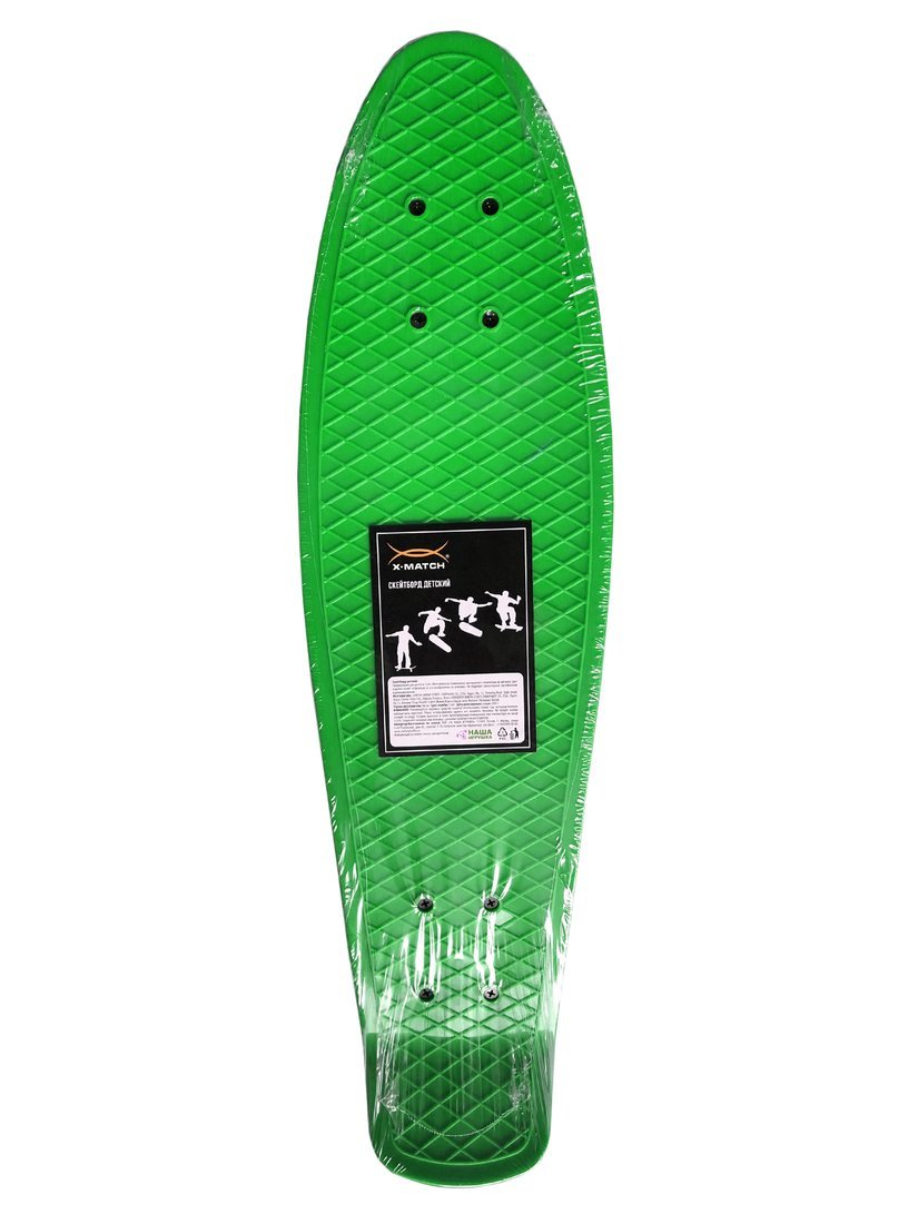Скейтборд X-Match (пенниборд) пластик 65x18 см，PU колеса, алюмин. Креп., зелёный 649103