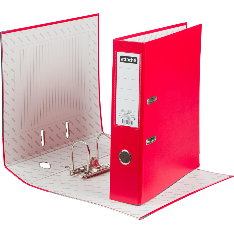 Папка-регистратор 75мм Attache А4, красная, тиснение кожа, метал. угол 1683458