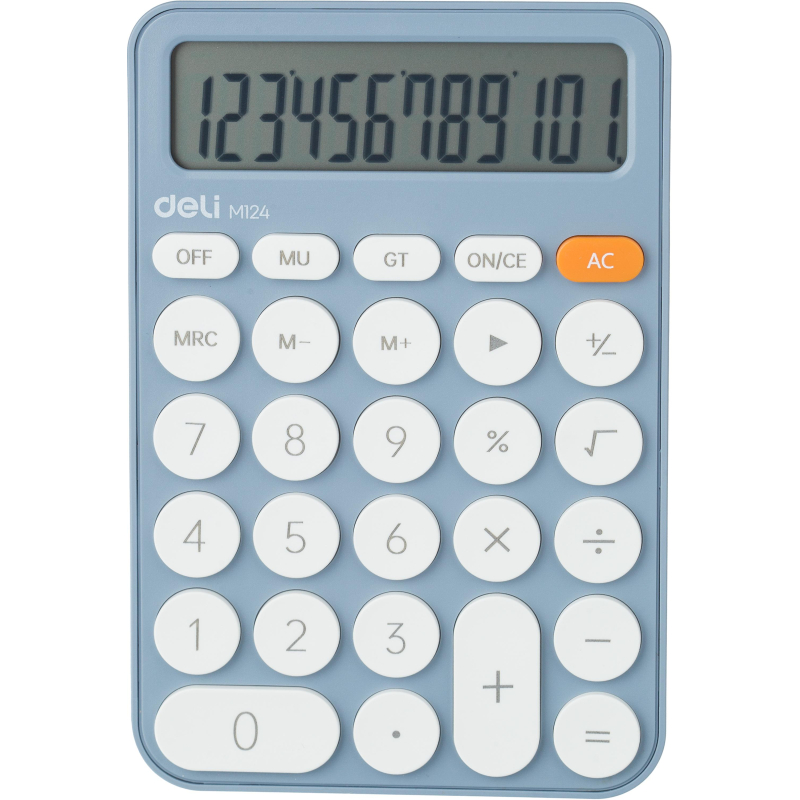 Калькулятор настольный компакт Deli EM124, 12-р, батар. 158x105мм, голубой 1691730