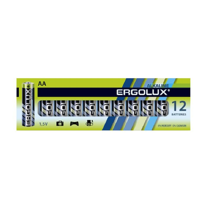 Батарейки Ergolux AA/LR 6 Alkaline BP-12 (LR 6 BP-12, 1.5В., 12 шт в уп.) 1568801 11749