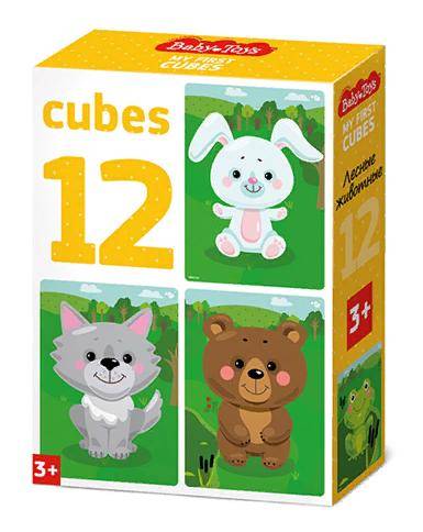 Набор из 12-и кубиков "Лесные животные" (без обклейки) Тридевятое царство 03538 ЦАРСТВО