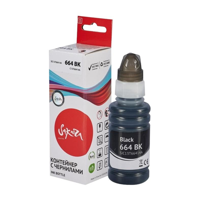 Чернила Sakura C13T66414A (664 BK) чер.для Epson L100/200/300 1815324