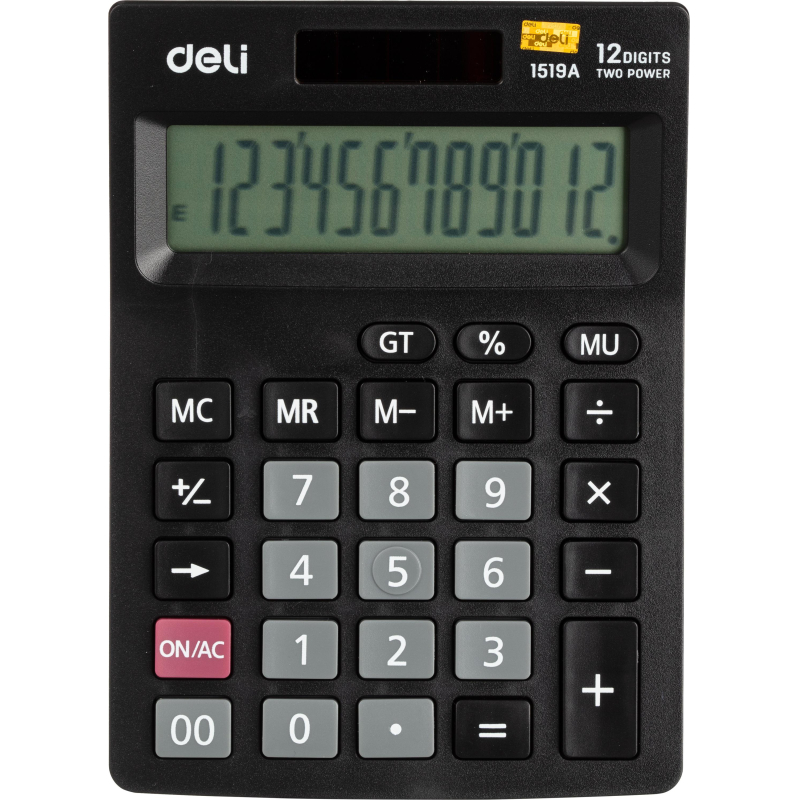 Калькулятор настольный компакт Deli E1519A, 12-р, дв.пит. 140x102мм, черный 1754764 1003508