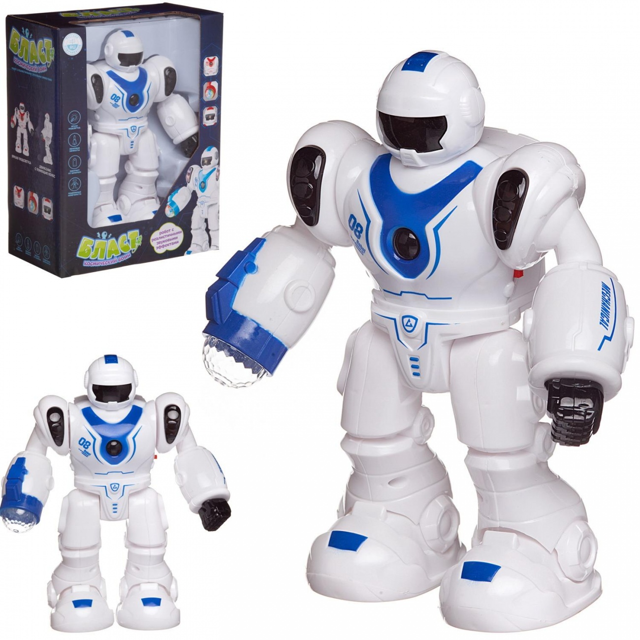 Робот Junfa Бласт Космический воин электромеханический свет/звук бело-синий ZY1215201/синий