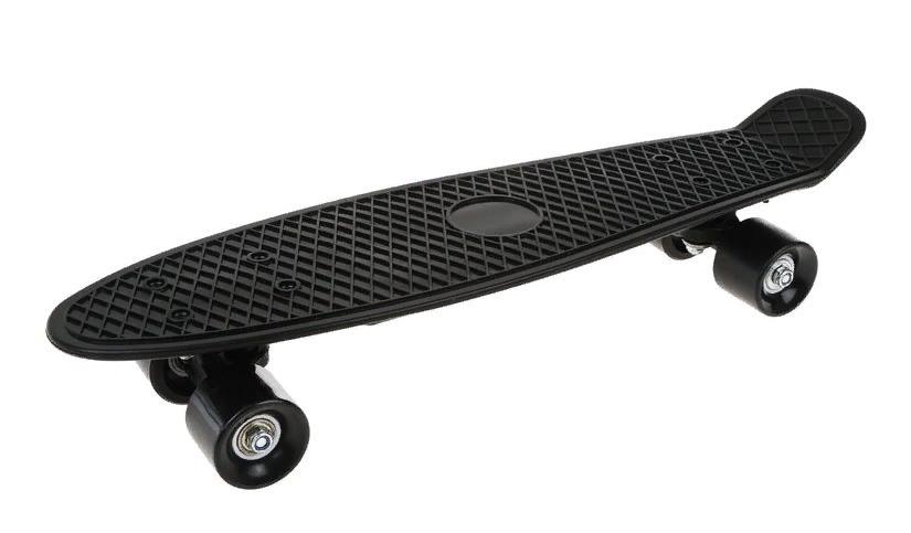 Скейтборд пласт. 55x15 см, с пластмассовым креплениям, чёрный Наша Игрушка 636245