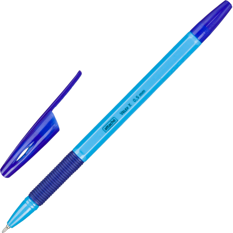 Ручка шариковая неавтомат. Attache Velex X 0,5мм синяя манж, гол.корп 1726244