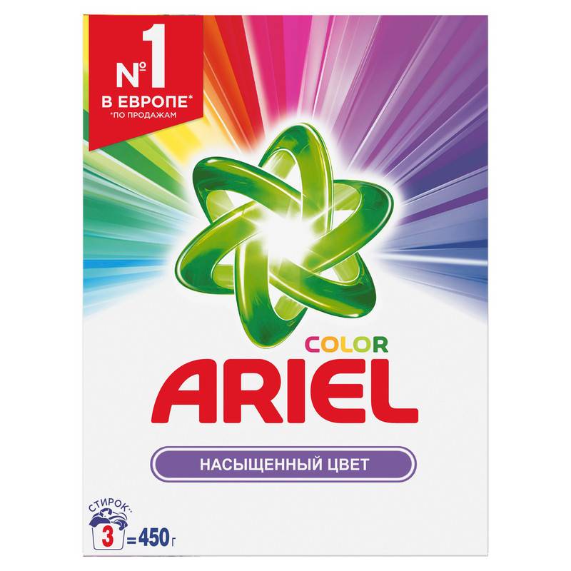 Порошок стиральный Ariel Аква Пудра Color автомат 450гр д/цветного белья 757885