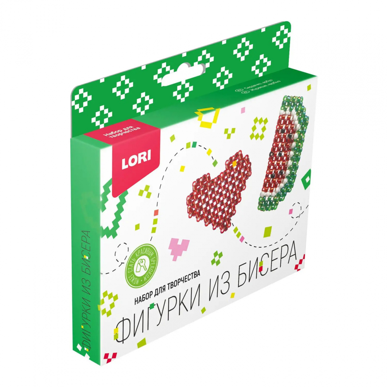 LORI Фигурки из бисера Сердечко Арбуз Бис-104