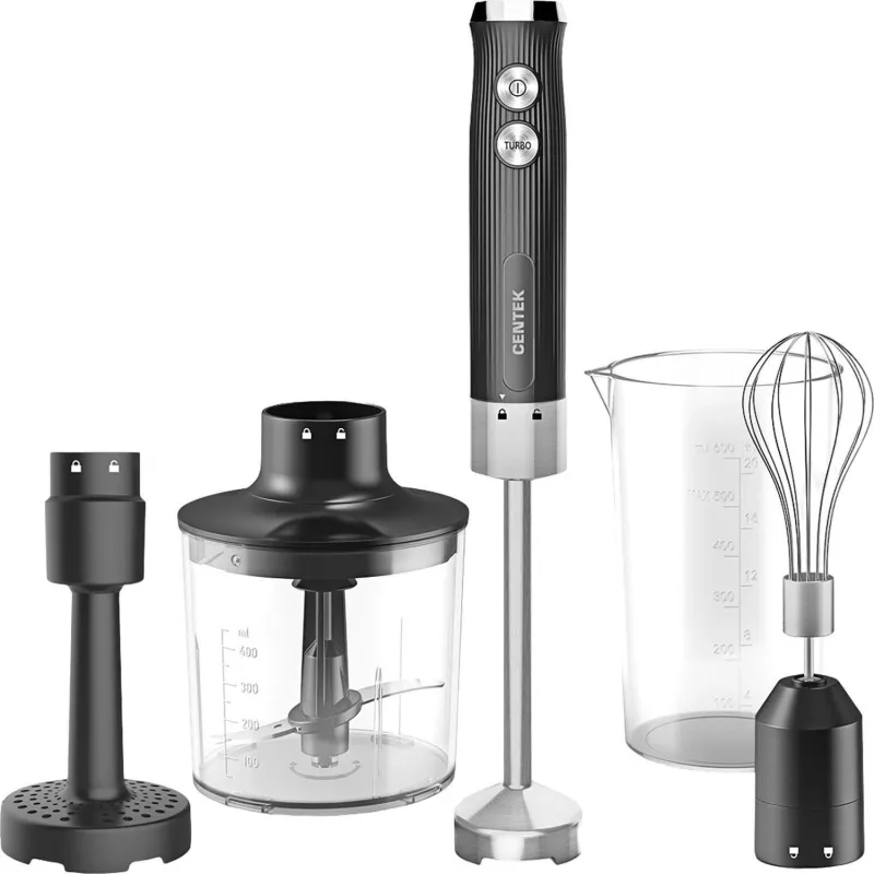 Блендер Centek CT-1352 (черный)1000Вт,блендер/венчик/пюре/чоппер 400мл 2207037 CT-1352 Black