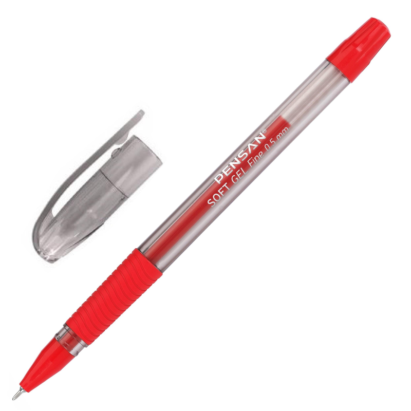 Ручка гелевая неавтомат. Pensan SOFT GEL шарик 0,5мм, красная 1820725 2420/12к