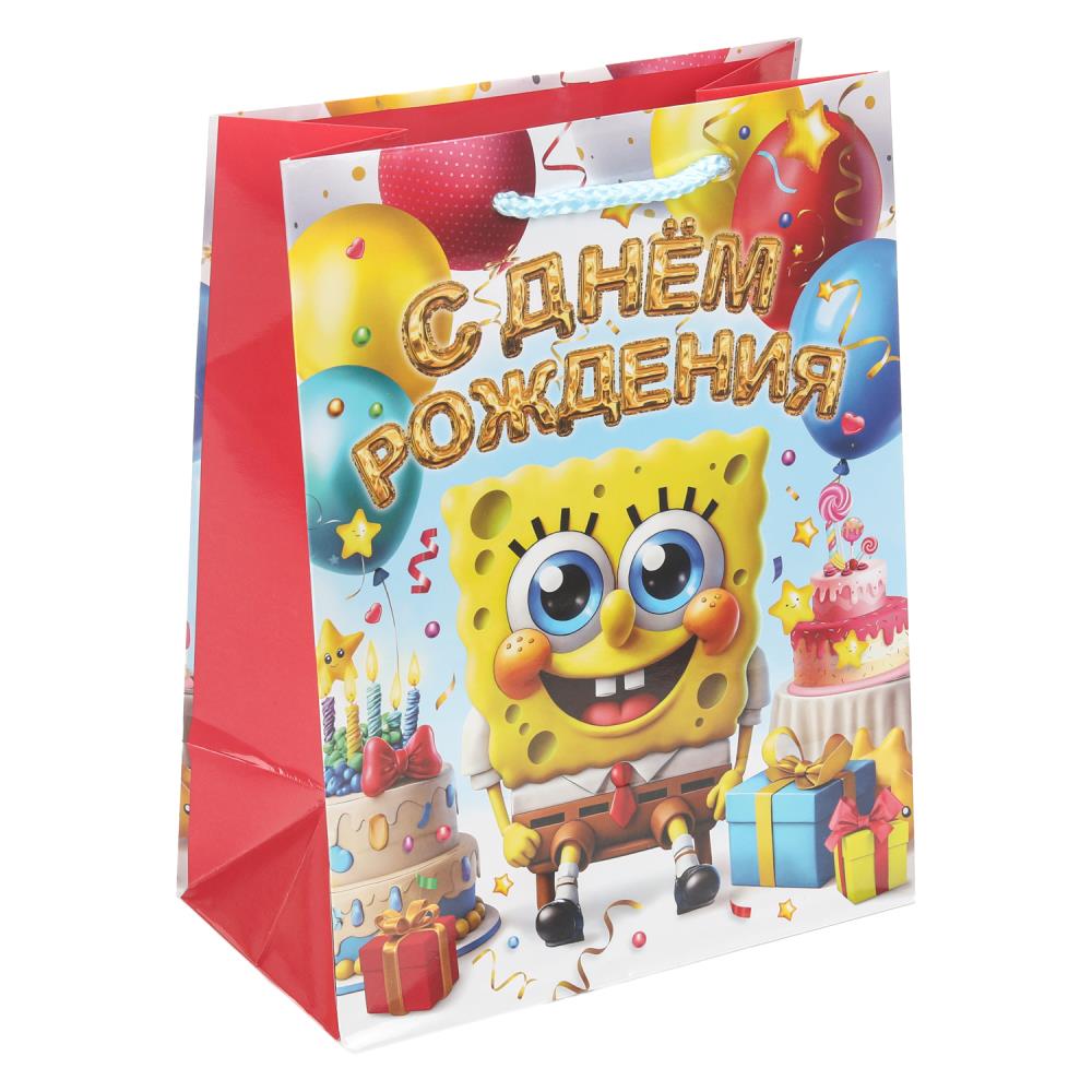 Пакет подарочный глянцевый М, "Желтая губка", 140 гр/м Чудо праздник PM-130527-SB