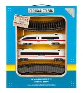Железная дорога "Скоростной поезд" 14 деталей (свет, звук) Голубая стрела 87179