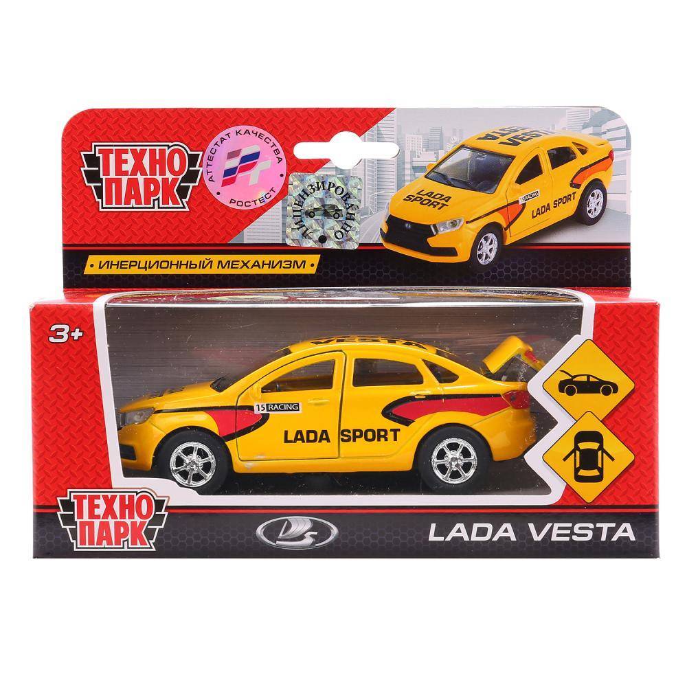 Машина металл инерционная "Lada Vesta Sport" открываются двери, 12 см. Технопарк SB-16-40-S-WB