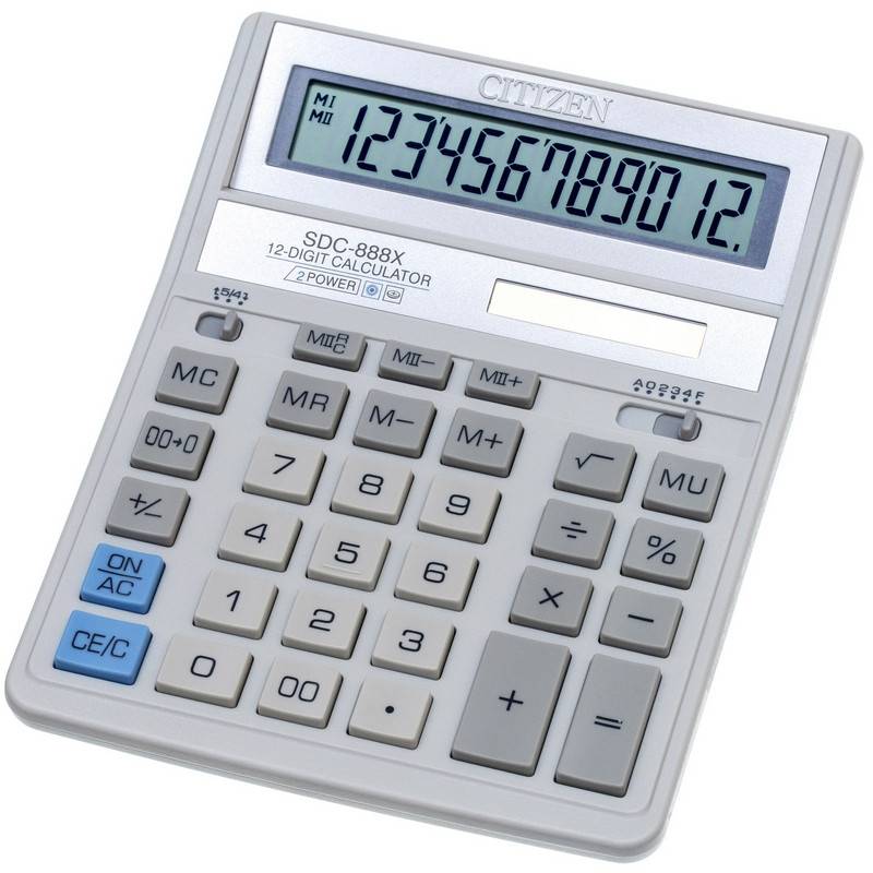 Калькулятор настольный полноразмерный Citizen SDC-888XWH 12-разрядный белый 305721