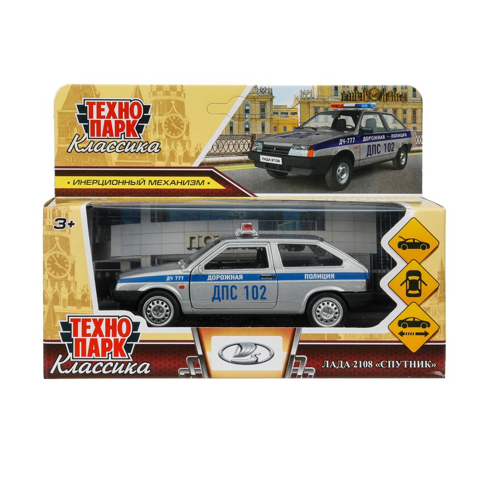 Машина металлическая "Лада-2108 "Спутник. Полиция", 12 см. Технопарк 2108-12POL-SR-WOD