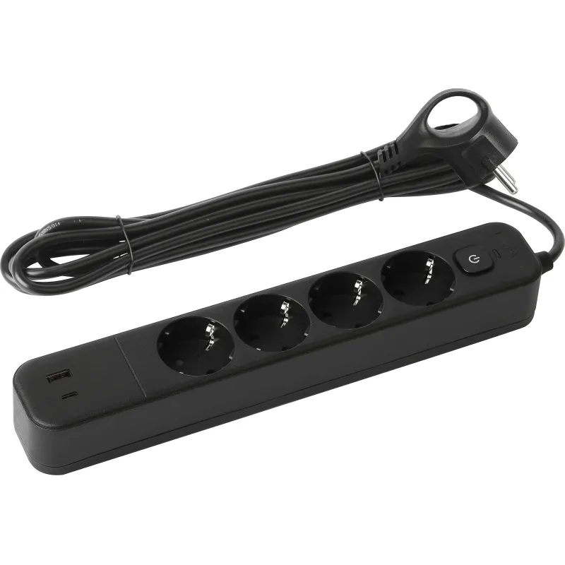 Сетевой фильтр ЭРА USF-4es-3m-2xUSBAC-B (4р+2xUSBA+C/3м/10А, черный) 2123835