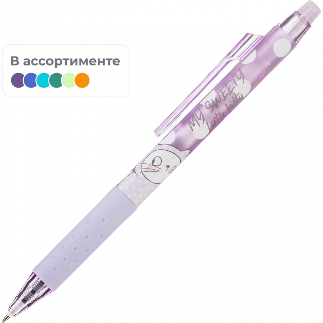 Ручка гелевая автомат.со стир.черн M&G So Many Cats,дш0,5,син,асс AKPJ2675 2032432