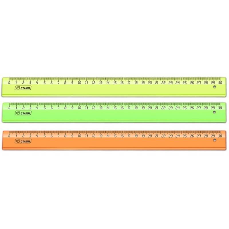 Линейка Neon Cristal 30 см пластиковая прозрачная Стамм 21584
