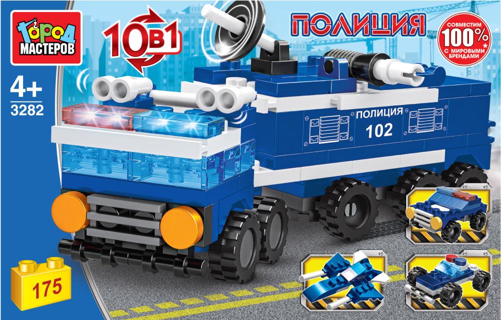 Конструктор полицейская машина 10в1, 175 дет. Город Мастеров 3282-JS