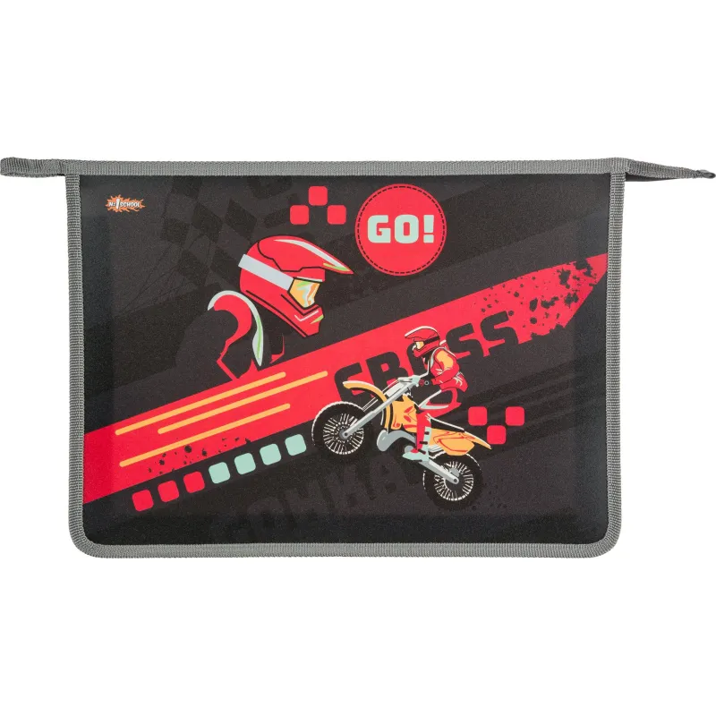 Папка для тетрадей Motocross А4 на молнии,пластик,ПТ-813 Комус Класс 1557085
