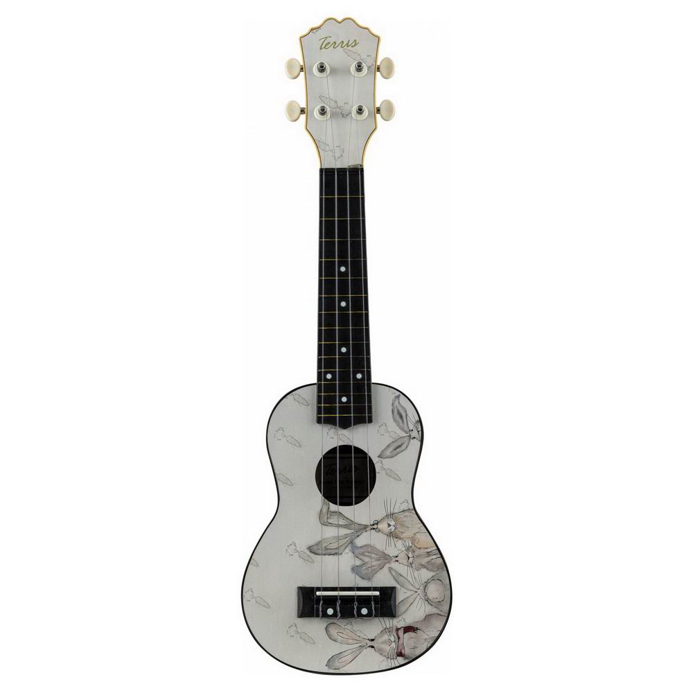 Музыкальный инструмент TERRIS Гитара гавайская Укулеле сопрано PLUS-70 BUNNY DNT-62334