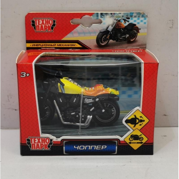 Модель металлическая Чоппер, 9 см. инерц. руль (микс 4 цвета) Технопарк 2187471-R