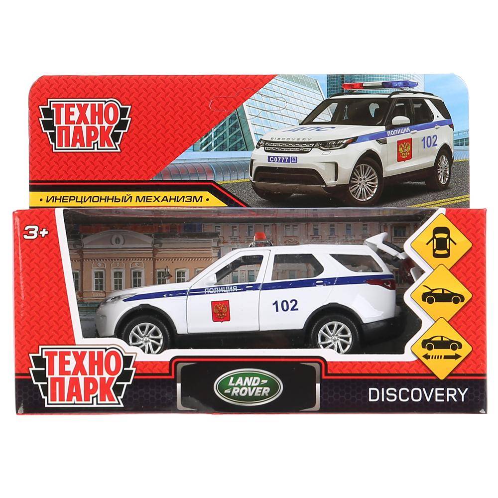 Машина металл land rover discovery полиция 12см,откр. двери,инерц, белый Технопарк DISCOVERY-12POL-WH