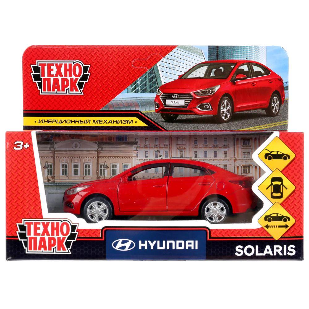 Машина металл Хюндай солярис, 12 см откр. двери, инерционная, красный Технопарк SOLARIS2-12-RD