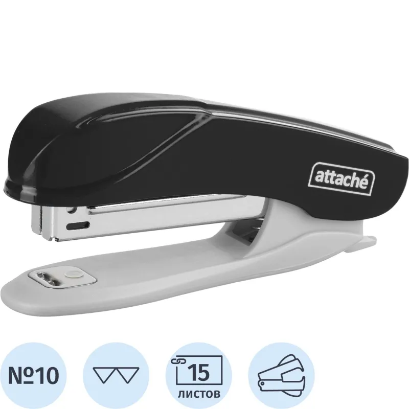 Степлер Attache Pulse (№10) до 15 листов, антистеплер, пластик, черный 1866805 WS-3197