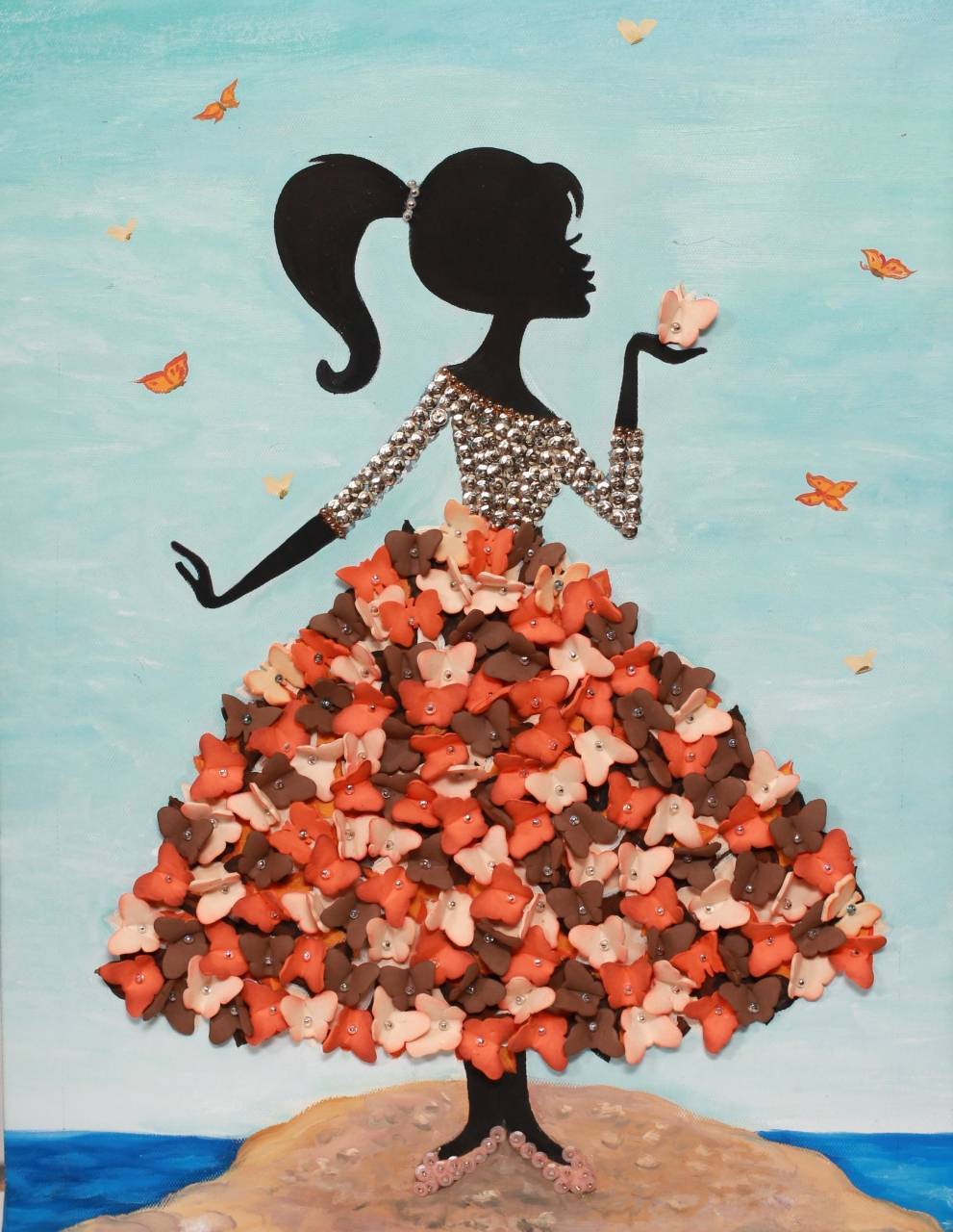 Мозаика из пайеток Девочка с бабочками Волшебная Мастерская МХ-22