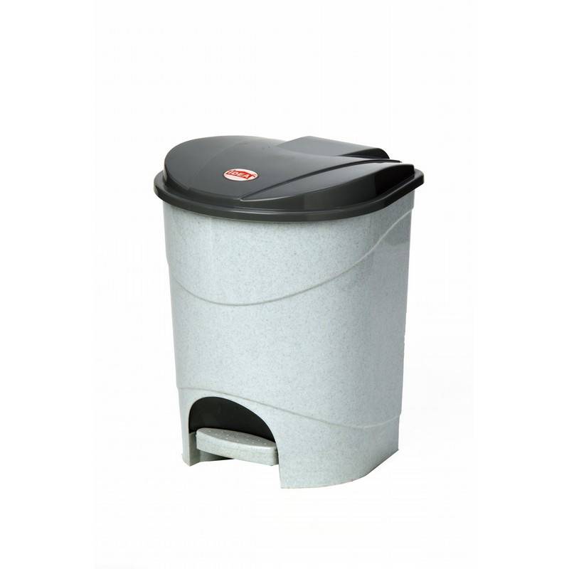Ведро для мусора с педалью М-пластика 19 л пластик серое (30.5х30.5х39 см) 392943